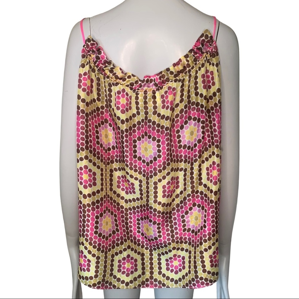MILLY Vintage Silk Abstract Print Spaghetti Strap Drawstring Top Camisole - Picture 8 of 13